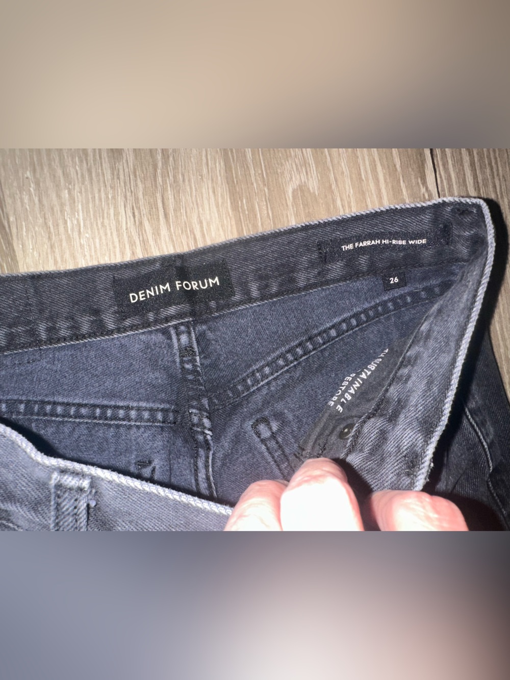 Denim Forum The Farrah Hi-Rise Wide Jean Sz 26 - Picture 7 of 8